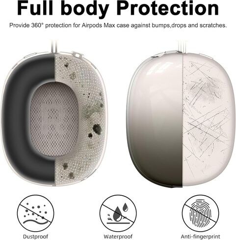 غطاء الحالة لسماعات الهواء الأقصى Airpods ، 4 من 1 في 1 ناعمة من الجلد TPU مضاد للخلع ، والملحقات الشفافة الغطاء الوقائي فائقة ل Apple Airpods Max USB-C (2024/2020) ، وردي in Kuwait