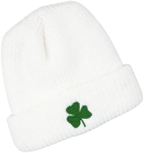 ishopirish Irish Shamrock Infant Baby White Embroidered Kelly Green Knit Hat Cap St. Patrick's Day in Saudi Arabia