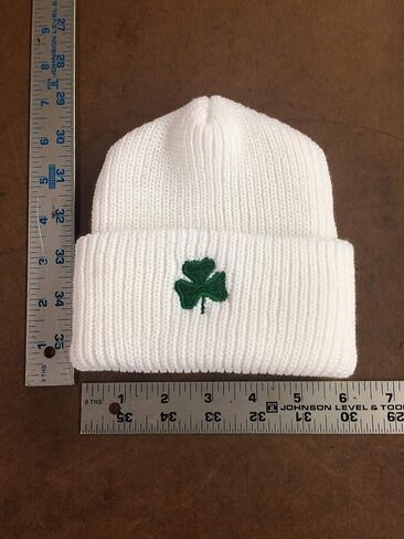 ishopirish Irish Shamrock Infant Baby White Embroidered Kelly Green Knit Hat Cap St. Patrick's Day in Saudi Arabia