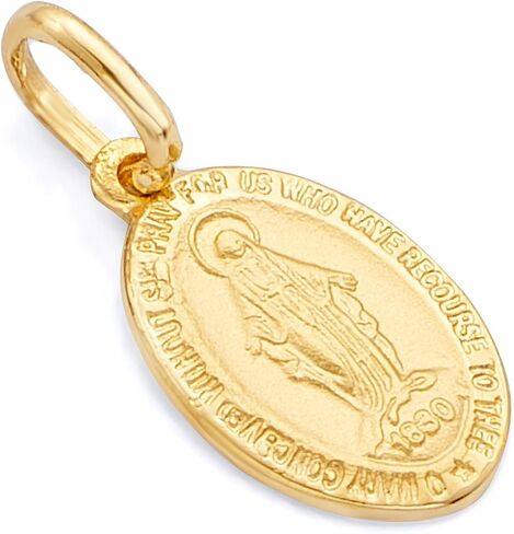 14k REAL Yellow Gold Religious Miraculous Mary Medal Charm Pendant (17 x 11 mm) in Saudi Arabia