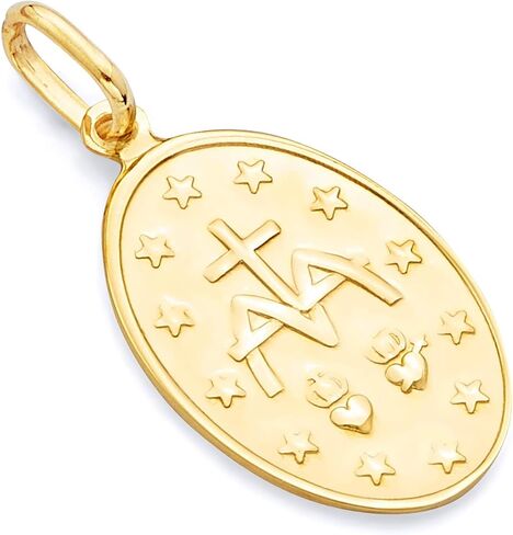 14k REAL Yellow Gold Religious Miraculous Mary Medal Charm Pendant (17 x 11 mm) in Saudi Arabia