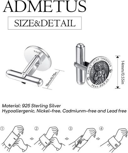 St Michael Cufflinks for Men 925 Sterling Silver Cufflink Christian Catholic Cuff Links Jewelry Gifts in Saudi Arabia