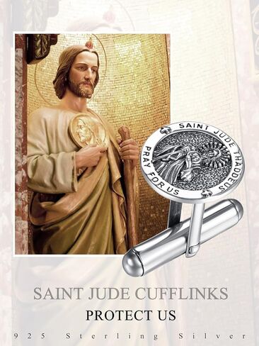 St Michael Cufflinks for Men 925 Sterling Silver Cufflink Christian Catholic Cuff Links Jewelry Gifts in Saudi Arabia