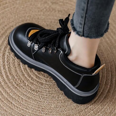 Women's Ankle Boots Wide Width Toe Box Booties Chunky Low Heel Lace Up Round Toe Anti-Slip Casual Shoes for Women, in Saudi Arabia