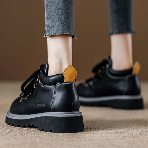Women's Ankle Boots Wide Width Toe Box Booties Chunky Low Heel Lace Up Round Toe Anti-Slip Casual Shoes for Women, in Saudi Arabia