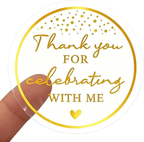 100 x Thanks For Celebrating With Me Labels Real Gold Foil Birthday Stickers Package Favor Stickers Birthday Rose Foil Favor Sticker Graduation Thank You Favor Tag (With Me, Rose Gold Foil) in Saudi Arabia