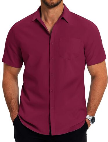 COOFANDY Mens Casual Button Down Shirts Short Sleeve Business Shirts Lightweight Wrinkle Free Dress Shirts in Saudi Arabia