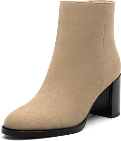 ROSERWISH Women's Ankle Boots Classic Chunky Block Heel Short Booties Zipper Comfortable Casual Fall Fashion Boots Shoes for Women in Saudi Arabia