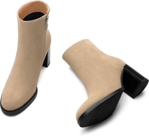 ROSERWISH Women's Ankle Boots Classic Chunky Block Heel Short Booties Zipper Comfortable Casual Fall Fashion Boots Shoes for Women in Saudi Arabia