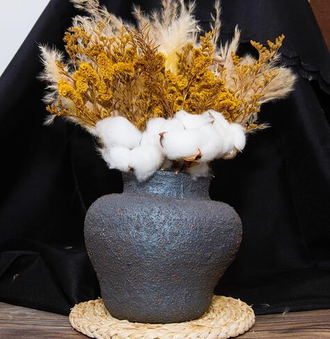 مزهريات معلقة من السيراميك باللونين الأزرق والأبيض تحاكي إنشاء جبل الثلج مجموعة ديكور مزهرية ريفية - مزهريات معلقة كبيرة ومزهريات أرضية - مزهريات من الطين والسيراميك لديكور المنزل in Kuwait