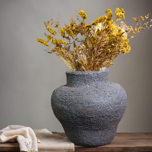 مزهريات معلقة من السيراميك باللونين الأزرق والأبيض تحاكي إنشاء جبل الثلج مجموعة ديكور مزهرية ريفية - مزهريات معلقة كبيرة ومزهريات أرضية - مزهريات من الطين والسيراميك لديكور المنزل in Kuwait