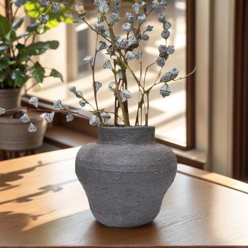 مزهريات معلقة من السيراميك باللونين الأزرق والأبيض تحاكي إنشاء جبل الثلج مجموعة ديكور مزهرية ريفية - مزهريات معلقة كبيرة ومزهريات أرضية - مزهريات من الطين والسيراميك لديكور المنزل in Kuwait