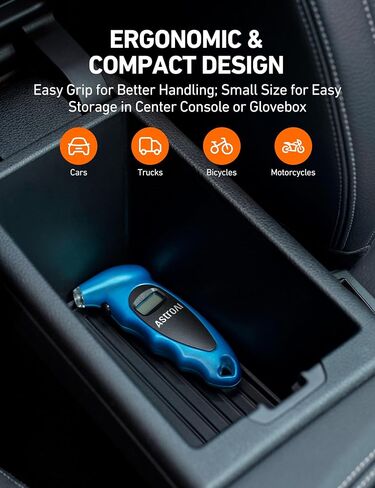 AstroAI Tire Pressure Gauge Digital 0-150PSI (Accurate in 0.1 Increments), 4 Settings Stocking Stuffers for Car Truck Bicycle with Backlight LCD and Presta Valve Adaptor, Sliver in Kuwait