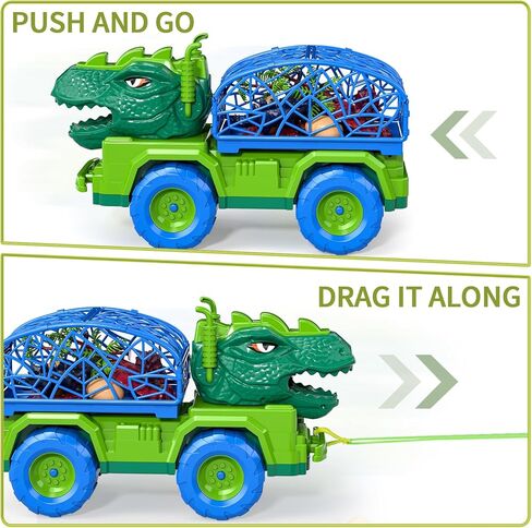 TEMI Dinosaur Truck Toys for Kids 3-5 Years, Tyrannosaurus Transport Car Carrier Truck with 8 Dinosaur Figures, Activity Play Mat, Dinosaur Eggs, Trees, Capture Jurassic Play Set for Boys and Girls in Saudi Arabia