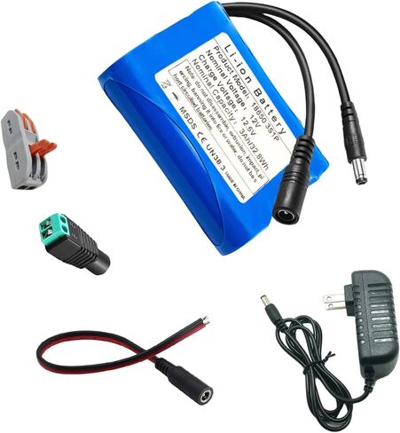 12V 3000mAh Rechargeable Lithium Battery Pack with 12.6V Charger, DC5521 Connector for DIY, Security Cameras, LED Strips, RC Toys, Ham Radio, Outdoor Use in Saudi Arabia
