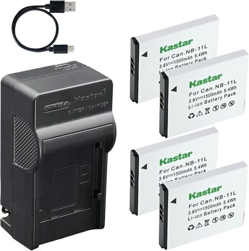 شاحن بطارية Kastar AC وUSB-C، متوافق مع Canon NB-11L، NB-11LH، PowerShot ELPH 110 150 180 190 360، SX400 SX410 SX420، A2300 A2400 A2500 A2600 A3400 A4000 in Saudi Arabia