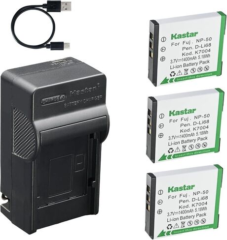 Kastar AC & USB-C Battery Charger, Compatible with Fujifilm NP-50 NP-50A F770EXR F850EXR F900EXR X20 XP200 XF1, Pentax D-LI68 D-LI122 Optio Q10 Q-S1 VS20, SiOnyx Aurora Night Vision Camera in Saudi Arabia