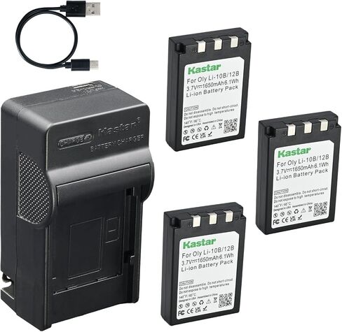 Kastar AC & USB-C Battery Charger, Compatible with Olympus Li-10B, Li-12B, Sanyo DB-L10, Stylus 300 400 500 600 800 810 1000, Camedia C-50 C-60 C-70 C-760 C-770, X-1 X-2 X-3, FE-200 Cameras in Saudi Arabia