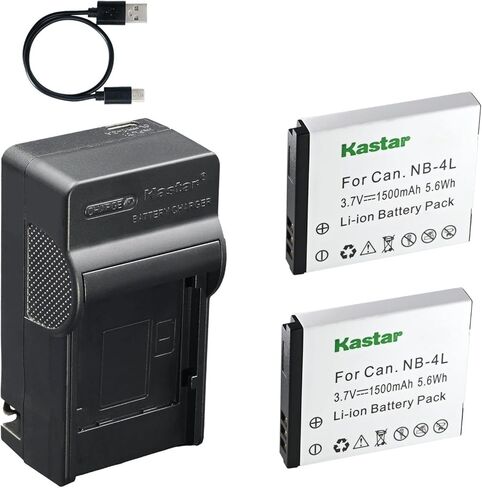 Kastar AC & USB-C Battery Charger, Compatible with Canon NB-4L NB-4LH and Canon PowerShot SD400 SD600 SD750 SD780 SD940 SD960 SD970 SD1000 SD1100 SD1400 ELPH 100 HS 300 HS 330 HS Cameras in Saudi Arabia