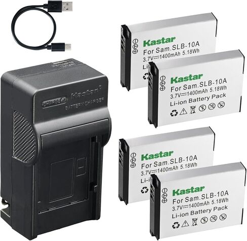Kastar AC & USB-C Battery Charger, Compatible with Samsung SLB-10A WB250F WB350F WB800F WB850F WB1000 WB1100F EX2F HMX-U10 HMX-U20 JVC GC-XA2 ADIXXION Toshiba Camileo S30 X150 G1 G2F in Saudi Arabia