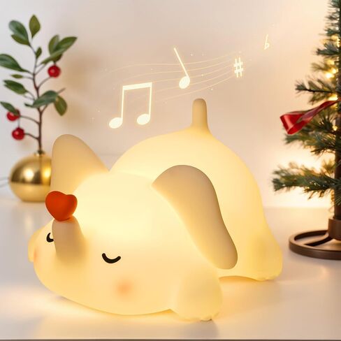 Elephant Night Light for Kids with Music - Squishy Silicone Nursery Lamp, Cute Animal Light 3-Level Dimmable & Rechargeable for Baby Bedroom in Saudi Arabia