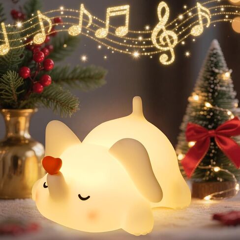 Elephant Night Light for Kids with Music - Squishy Silicone Nursery Lamp, Cute Animal Light 3-Level Dimmable & Rechargeable for Baby Bedroom in Saudi Arabia
