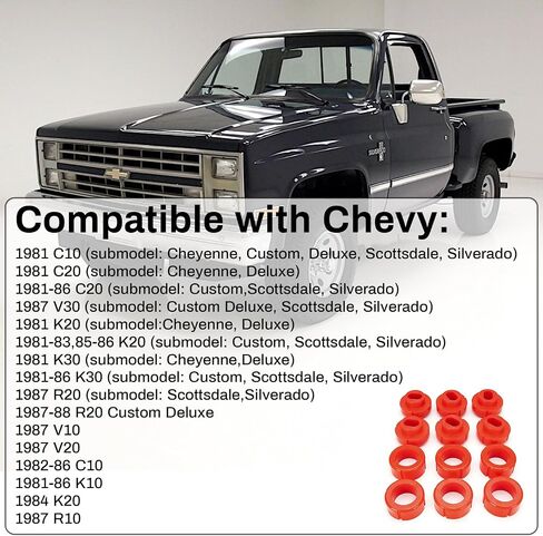 7-101 مجموعة جبل الجسم متوافقة مع 1967-1972 Chevy C10 Chevrolet Body Mount Bushings-Red in Kuwait