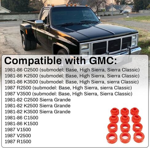 7-101 مجموعة جبل الجسم متوافقة مع 1967-1972 Chevy C10 Chevrolet Body Mount Bushings-Red in Kuwait