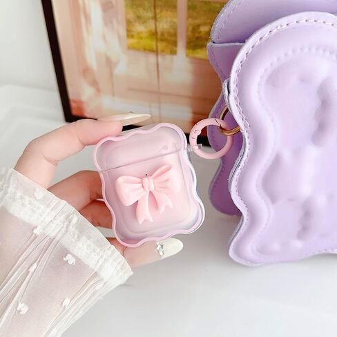 Cute Clear Case for AirPods 3rd Generation Case Cover, Kawaii 3D Bow Design, Soft TPU iPod 3rd Gen Protective Cover, Cleaner Kit & Keychain, Pink in Saudi Arabia