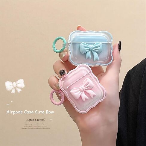Cute Clear Case for AirPods 3rd Generation Case Cover, Kawaii 3D Bow Design, Soft TPU iPod 3rd Gen Protective Cover, Cleaner Kit & Keychain, Pink in Saudi Arabia