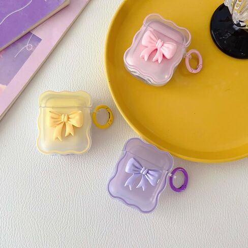Cute Clear Case for AirPods 3rd Generation Case Cover, Kawaii 3D Bow Design, Soft TPU iPod 3rd Gen Protective Cover, Cleaner Kit & Keychain, Pink in Saudi Arabia