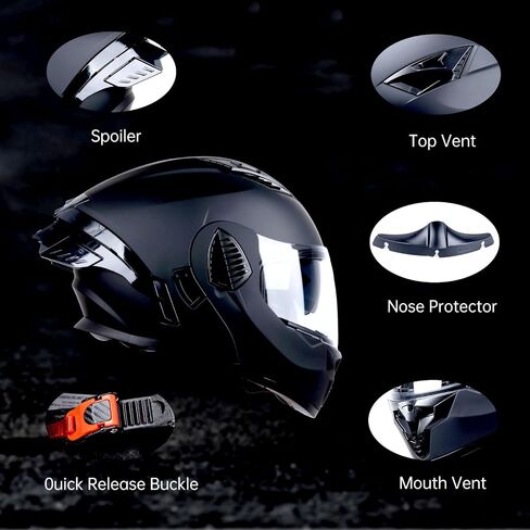 Full Face Modular Motorcycle Helmets for Adults (Matt Black/Red, Medium) in Saudi Arabia