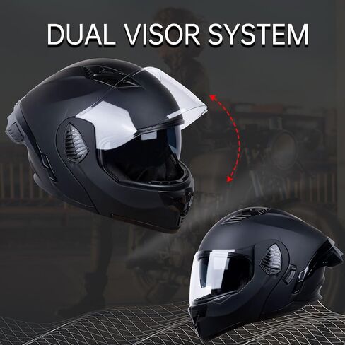 Full Face Modular Motorcycle Helmets for Adults (Matt Black/Red, Medium) in Saudi Arabia