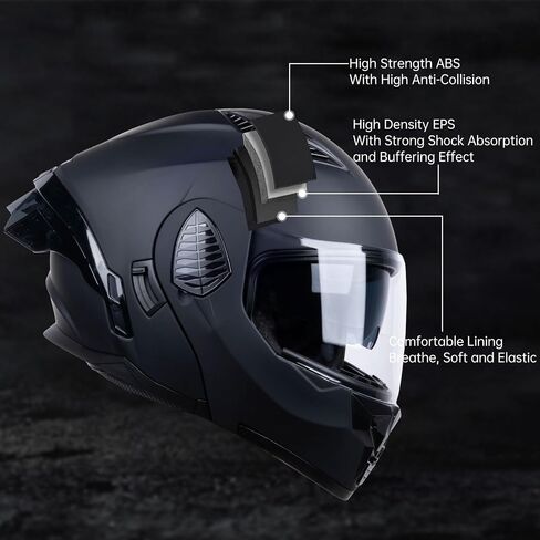 Full Face Modular Motorcycle Helmets for Adults (Matt Black/Red, Medium) in Saudi Arabia