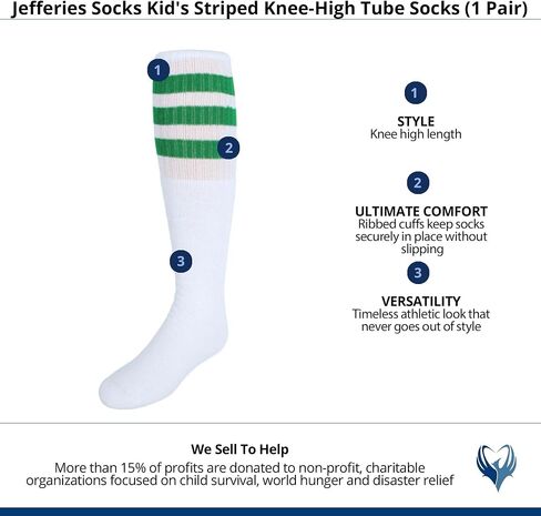 Jefferies Socks Kid's Striped Knee-High Tube Socks (1 Pair), Medium (Shoe Sizes 12-6), Yellow in Saudi Arabia