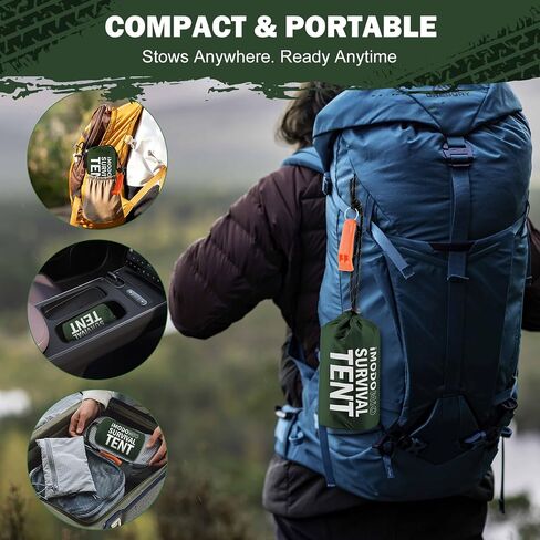 Emergency Survival Tent Life Shelter - 2 Person Mylar Emergency Shelter Tube Tent with Emergency Whistle & Paracord, All-Weather Essential Survival Gear for Camping, Hiking, & Survival Kits in Saudi Arabia