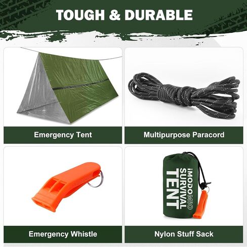 Emergency Survival Tent Life Shelter - 2 Person Mylar Emergency Shelter Tube Tent with Emergency Whistle & Paracord, All-Weather Essential Survival Gear for Camping, Hiking, & Survival Kits in Saudi Arabia
