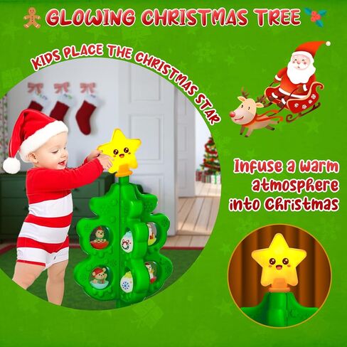 شجرة عيد الميلاد الأولى للأطفال الصغار: مجموعة ألعاب شجرة عيد الميلاد للأطفال مع مجموعة ومسارات قطار DIY، ألعاب بولي بولي 18 زينة ملونة لهدايا عيد الميلاد الصغيرة للأولاد والبنات in Kuwait