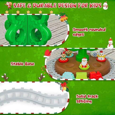 شجرة عيد الميلاد الأولى للأطفال الصغار: مجموعة ألعاب شجرة عيد الميلاد للأطفال مع مجموعة ومسارات قطار DIY، ألعاب بولي بولي 18 زينة ملونة لهدايا عيد الميلاد الصغيرة للأولاد والبنات in Kuwait