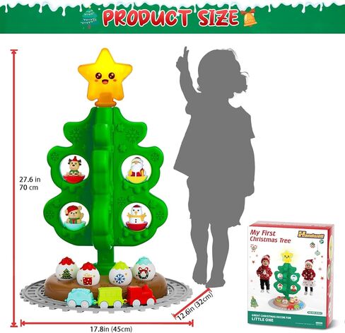 شجرة عيد الميلاد الأولى للأطفال الصغار: مجموعة ألعاب شجرة عيد الميلاد للأطفال مع مجموعة ومسارات قطار DIY، ألعاب بولي بولي 18 زينة ملونة لهدايا عيد الميلاد الصغيرة للأولاد والبنات in Kuwait