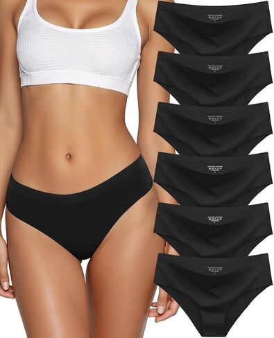 Seamless Underwear for Women No Show Hipster Bikini Panties Low Rise Cheeky Breathable Soft Invisible Briefs 6 Pack in Saudi Arabia