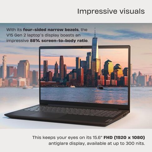 Lenovo V15 G2 Laptop ، 15.6 "شاشة FHD ، معالج Intel ثنائي النواة ، ذاكرة الوصول العشوائي 16 جيجابايت ، 1 تيرابايت SSD ، كاميرا الويب ، HDMI ، Wi-Fi ، Windows 11 Home ، Black in Kuwait