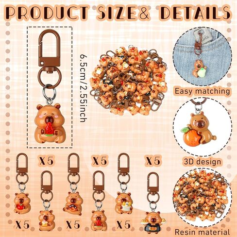 Nosiny 30 Pcs Cute Capybara Keychains Kawaii Capybara Accessories Bag Charm Phone Charms Wallet for Women Friends Cartoon Resin Cute Keychains Animal Gifts Birthday Christmas in Saudi Arabia