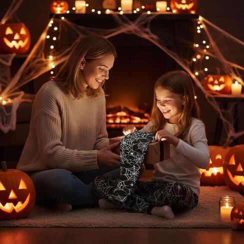 Girls Halloween Legging Spider Web Skull Print Leggings Fancy Costume 3-13 Years in Saudi Arabia