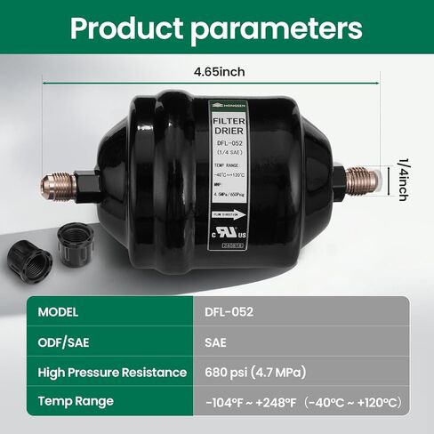 مرشح التبريد مجفف 3/8 '' اتصال العرق DFL-083S لـ CFC ، HCFC ، HFC يناسب 1 إلى 5 أطنان أنظمة HVAC والتبريد in Kuwait