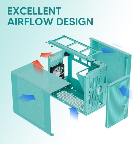 Vetroo M06 Micro -ATX Case Case Gaming Case ، شبكة تبريد قوية ، ارتفاع مزود بالطاقة قابل للتعديل ، يدعم ما يصل إلى 240 مم مبرد ومراوح 5 × 120 مم ، حجم مضغوط - أبيض in Kuwait