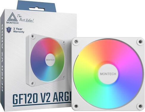 MONTECH GF120 V2 ARGB 120mm Case Fan – Sleek & Minimalist Design, High Airflow, Hydraulic Bearing, Quiet Performance, Vibrant ARGB Lighting, 3 in 1 Pack with 6X6 Fan Hub,Black in Kuwait