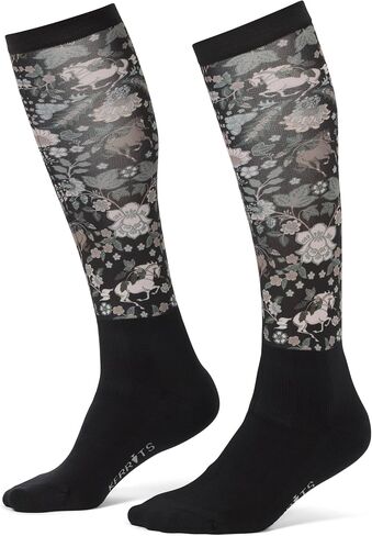 Kerrits Kids Dual Zone Equestrian Tall Boot Socks – Kids Knee-High Horse Riding Socks with Foot Cushion & Horse Print in Saudi Arabia
