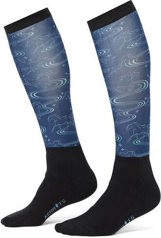 Kerrits Kids Dual Zone Equestrian Tall Boot Socks – Kids Knee-High Horse Riding Socks with Foot Cushion & Horse Print in Saudi Arabia