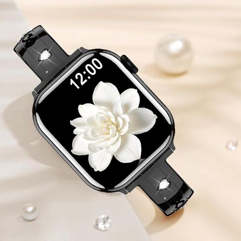 نطاقات رقيقة من الفولاذ المقاوم للصدأ متوافقة مع Apple Watch 38mm 40mm 41mm 42mm (سلسلة 11/10) للنساء ، حزام المعادن الأنيق الماس لسلسلة Iwatch 9 8 7 6 5 4 3 2 1 Se3/2/1 ، Silver in Kuwait